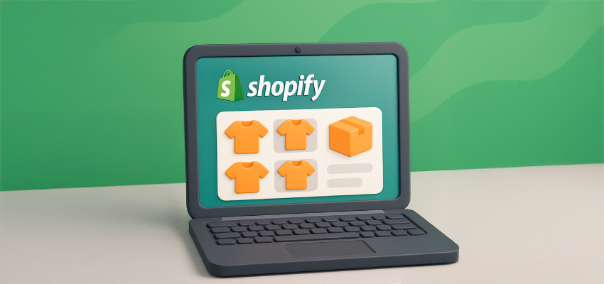 Panel de administración de Shopify mostrando una tienda online activa