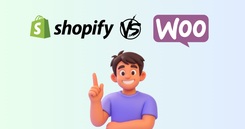 Comparación visual entre los logos de Shopify y WooCommerce